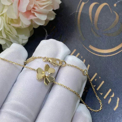 [Perla Lux]FRIVOLE GOLD FLOWER PINK MALACHITE BRACELET