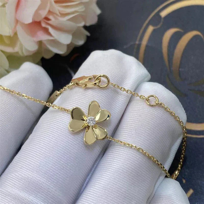 [Perla Lux]FRIVOLE GOLD FLOWER PINK MALACHITE BRACELET