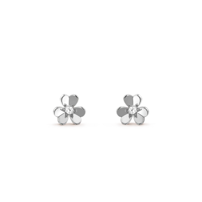 [Perla Lux]FRIVOLE MINI SILVER FLOWER EARRINGS