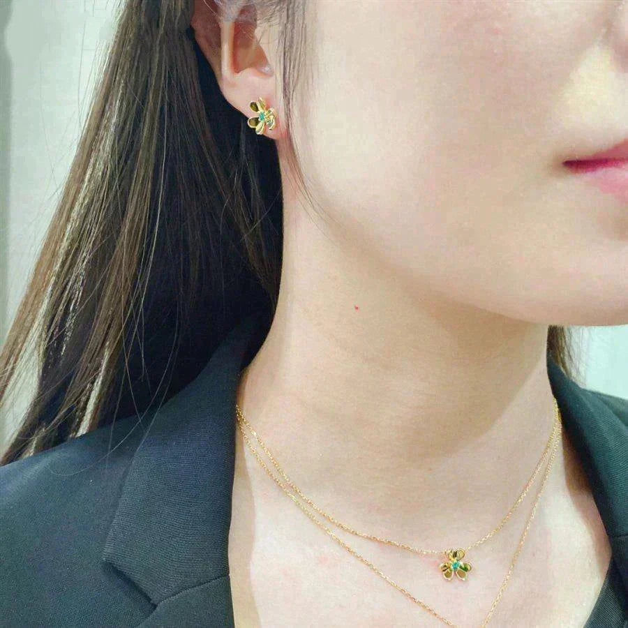 [Perla Lux]FRIVOLE  FLOWER MALACHITE EARRINGS