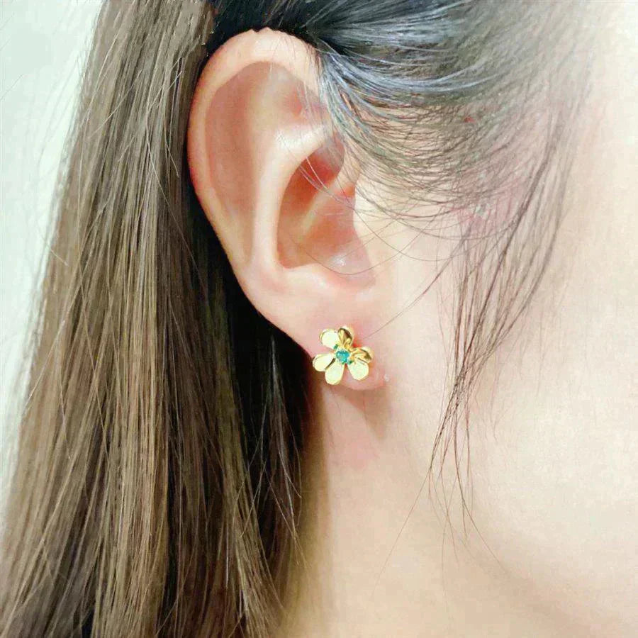 [Perla Lux]FRIVOLE  FLOWER MALACHITE EARRINGS