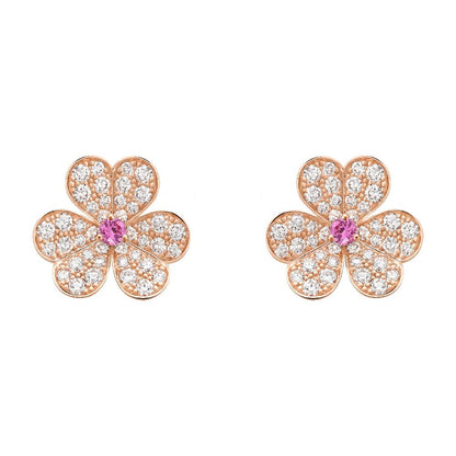 [Perla Lux]FRIVOLE PINK GOLD FLOWER DIAMOND EARRINGS