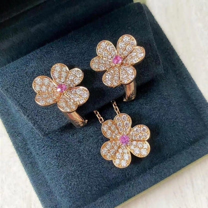 [Perla Lux]FRIVOLE ROSE GOLD FLOWER DIAMOND NECKLACE