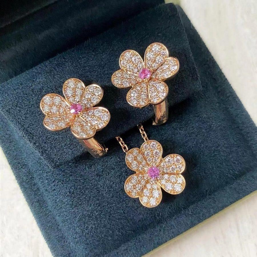 [Perla Lux]FRIVOLE ROSE GOLD FLOWER DIAMOND NECKLACE