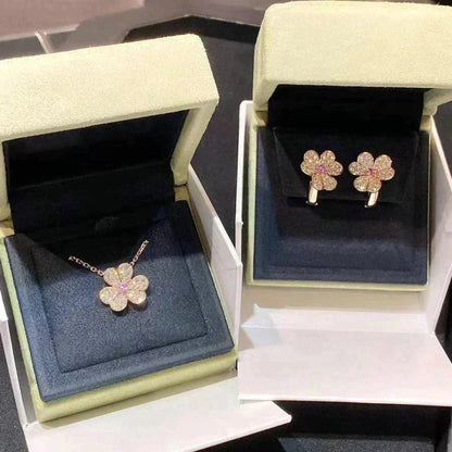 [Perla Lux]FRIVOLE ROSE GOLD FLOWER DIAMOND NECKLACE