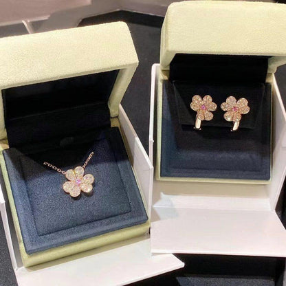 [Perla Lux]FRIVOLE ROSE GOLD FLOWER DIAMOND NECKLACE