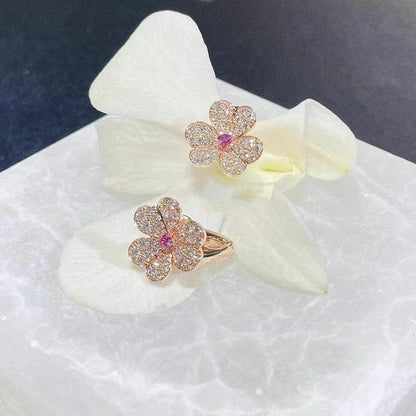 [Perla Lux]FRIVOLE PINK GOLD FLOWER DIAMOND EARRINGS