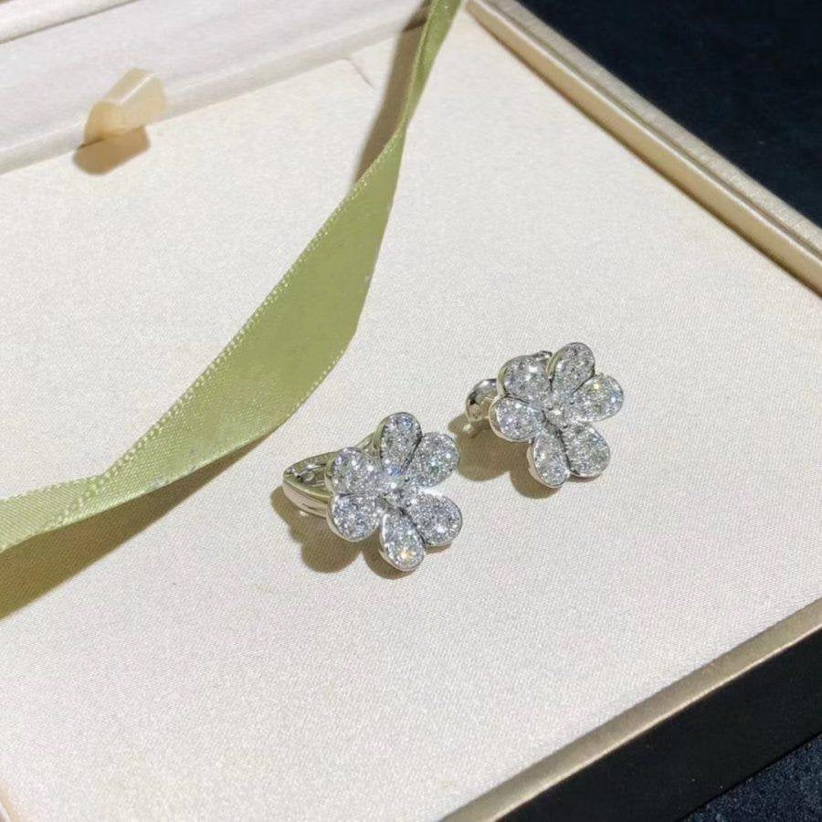[Perla Lux]FRIVOLE SILVER FLOWER DIAMOND EARRINGS