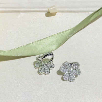 [Perla Lux]FRIVOLE SILVER FLOWER DIAMOND EARRINGS