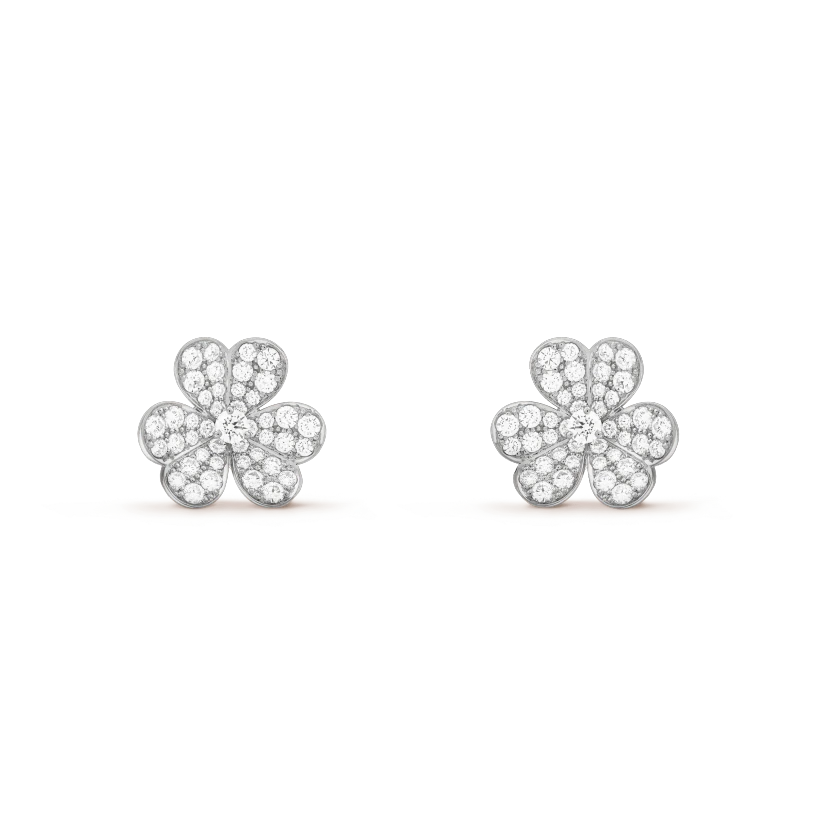 [Perla Lux]FRIVOLE SILVER FLOWER DIAMOND EARRINGS