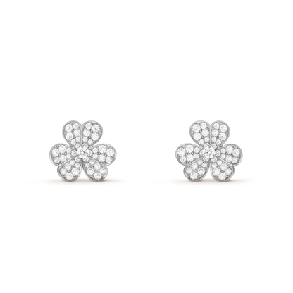 [Perla Lux]FRIVOLE SILVER FLOWER DIAMOND EARRINGS