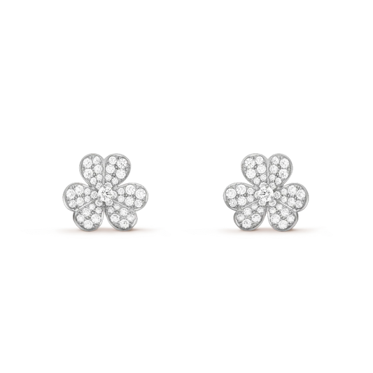 [Perla Lux]FRIVOLE SILVER FLOWER DIAMOND EARRINGS
