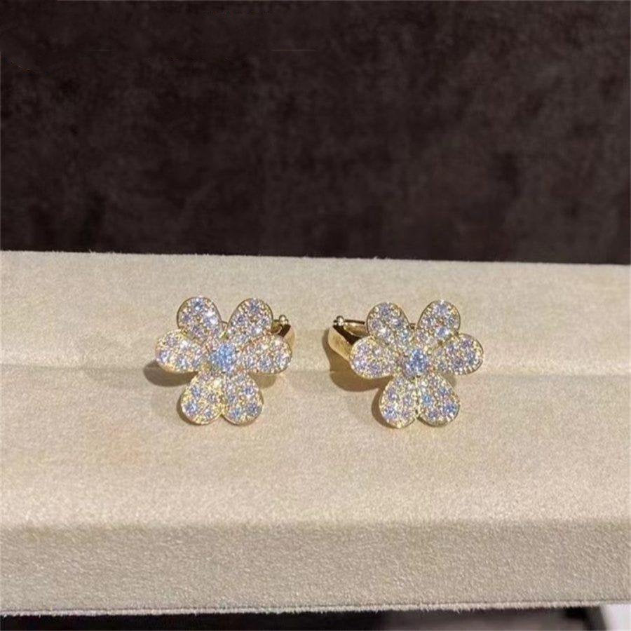 [Perla Lux]FRIVOLE GOLD FLOWER DIAMOND EARRINGS