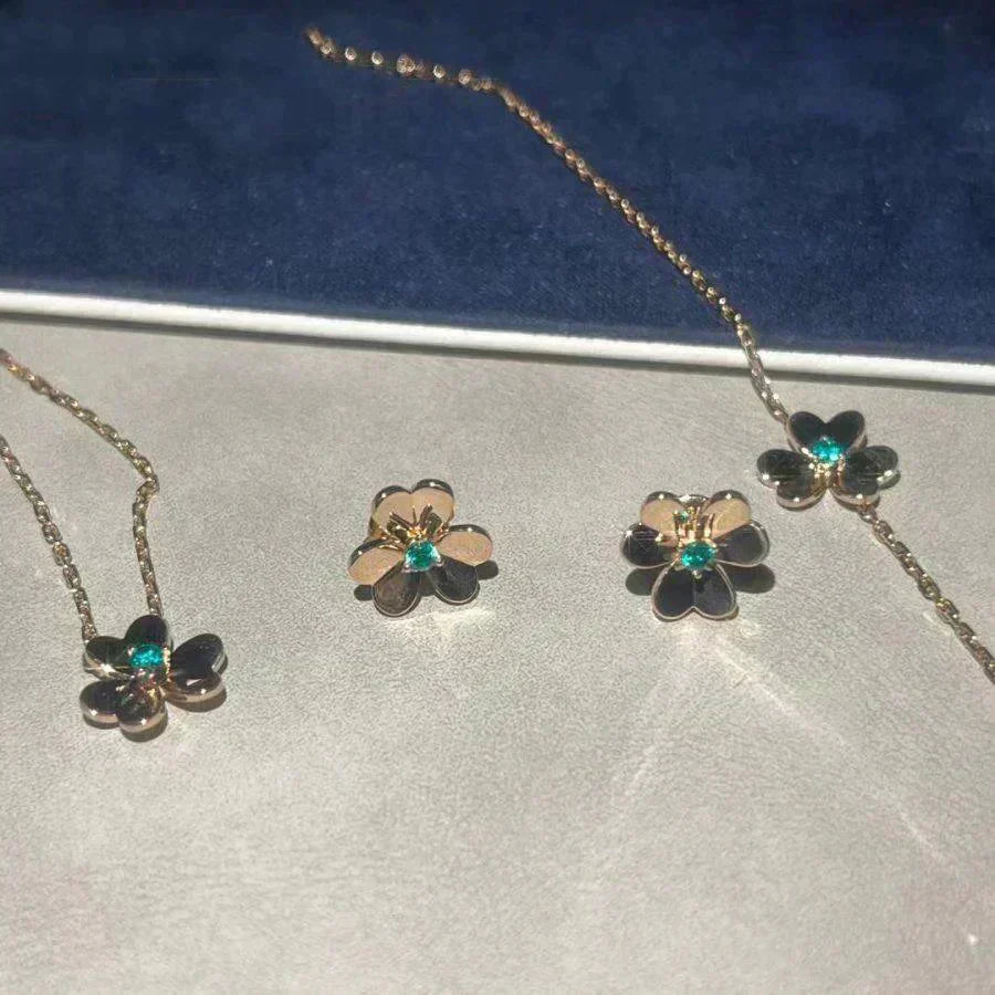 [Perla Lux]FRIVOLE  FLOWER MALACHITE EARRINGS