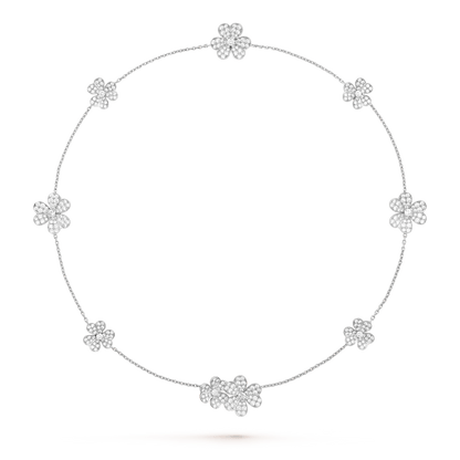 [Perla Lux]FRIVOLE SILVER 9 FLOWERS NECKLACE