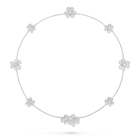 [Perla Lux]FRIVOLE SILVER 9 FLOWERS NECKLACE