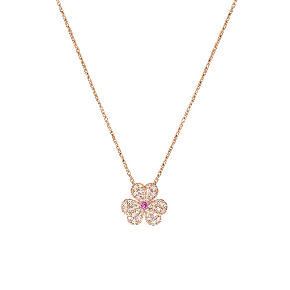 [Perla Lux]FRIVOLE ROSE GOLD FLOWER DIAMOND NECKLACE
