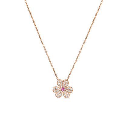 [Perla Lux]FRIVOLE ROSE GOLD FLOWER DIAMOND NECKLACE