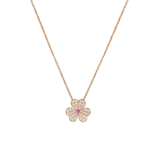 [Perla Lux]FRIVOLE ROSE GOLD FLOWER DIAMOND NECKLACE