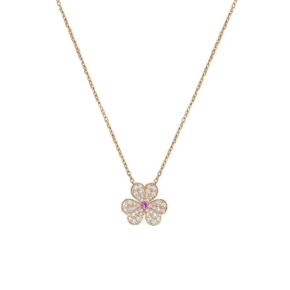 [Perla Lux]FRIVOLE ROSE GOLD FLOWER DIAMOND NECKLACE
