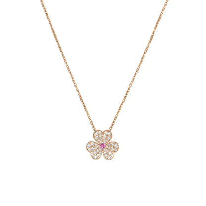 [Perla Lux]FRIVOLE ROSE GOLD FLOWER DIAMOND NECKLACE