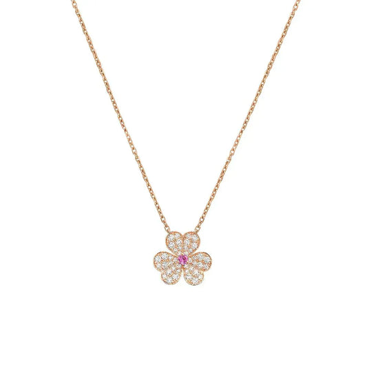 [Perla Lux]FRIVOLE ROSE GOLD FLOWER DIAMOND NECKLACE
