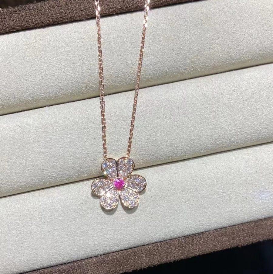 [Perla Lux]FRIVOLE ROSE GOLD FLOWER DIAMOND NECKLACE
