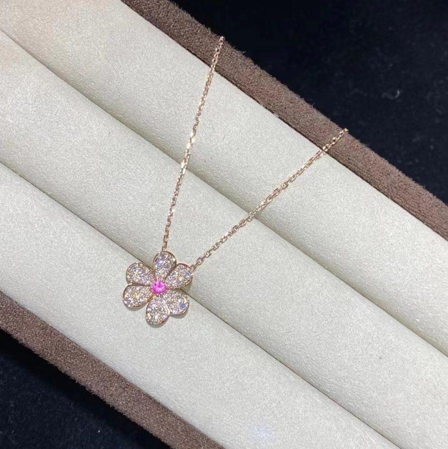 [Perla Lux]FRIVOLE ROSE GOLD FLOWER DIAMOND NECKLACE