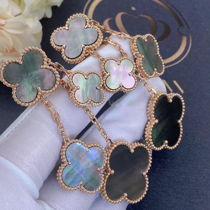 [Perla Lux]CLOVER EARRINGS DARK MOP 4 MOTIFS ROSE GOLD