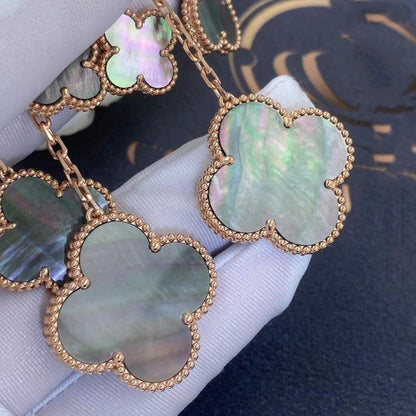 [Perla Lux]CLOVER EARRINGS DARK MOP 4 MOTIFS ROSE GOLD