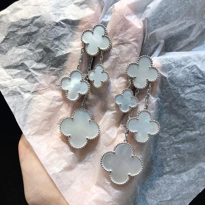 [Perla Lux]CLOVER EARRINGS WHITE MOP 4 MOTIFS SILVER