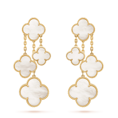 [Perla Lux]CLOVER EARRINGS WHITE MOP 4 MOTIFS GOLD