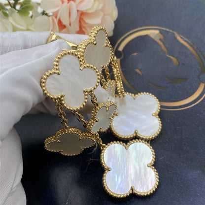 [Perla Lux]CLOVER EARRINGS WHITE MOP 4 MOTIFS GOLD