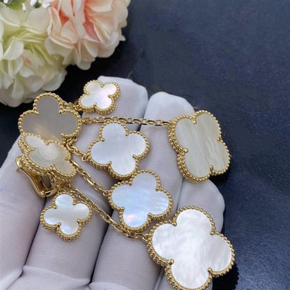 [Perla Lux]CLOVER EARRINGS WHITE MOP 4 MOTIFS GOLD
