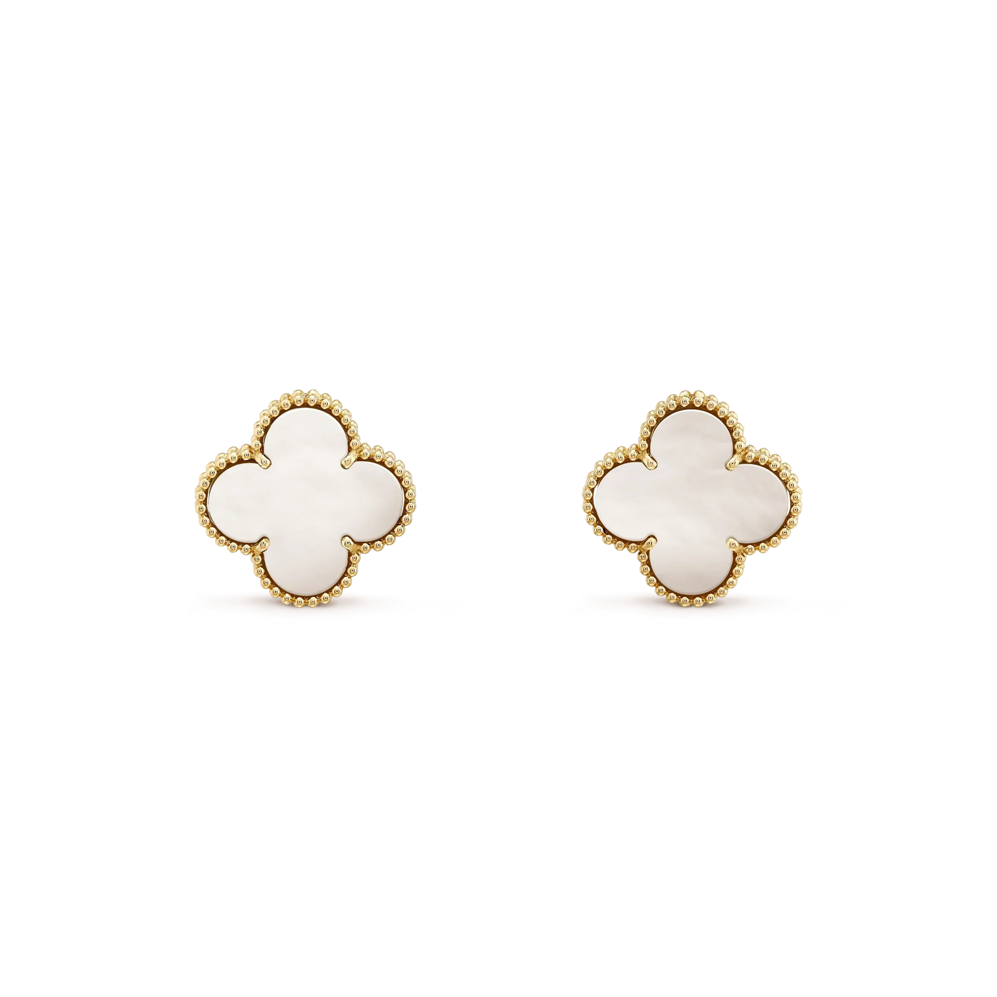 [Perla Lux]CLOVER MEDIUM 1 MOTIFS  WHITE MOP STUD EARRINGS