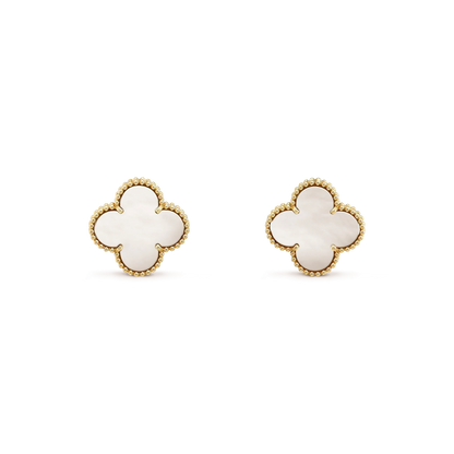[Perla Lux]CLOVER MEDIUM 1 MOTIFS  WHITE MOP STUD EARRINGS