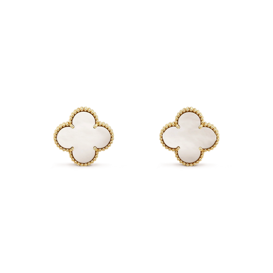 [Perla Lux]CLOVER MEDIUM 1 MOTIFS  WHITE MOP STUD EARRINGS