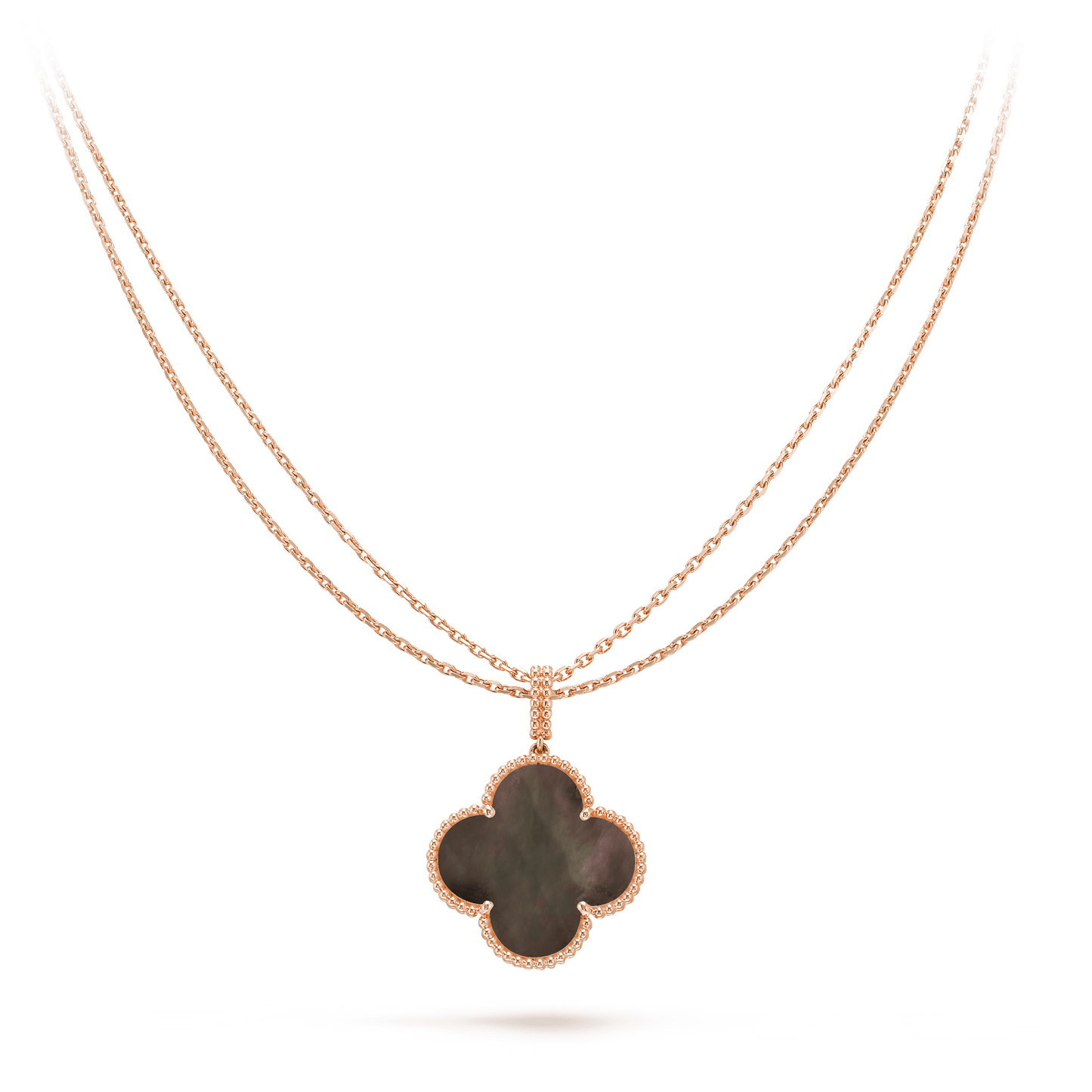 [Perla Lux]CLOVER 25MM GOLD DARK MOP BIG CLOVER NECKLACE