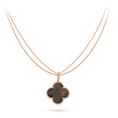 [Perla Lux]CLOVER 25MM GOLD DARK MOP BIG CLOVER NECKLACE