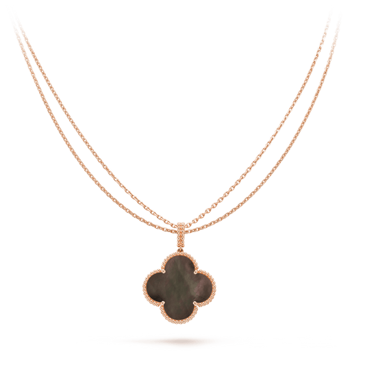 [Perla Lux]CLOVER 25MM GOLD DARK MOP BIG CLOVER NECKLACE