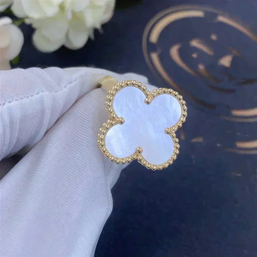 [Perla Lux]CLOVER WHITE MOP RING