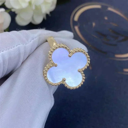 [Perla Lux]CLOVER WHITE MOP RING
