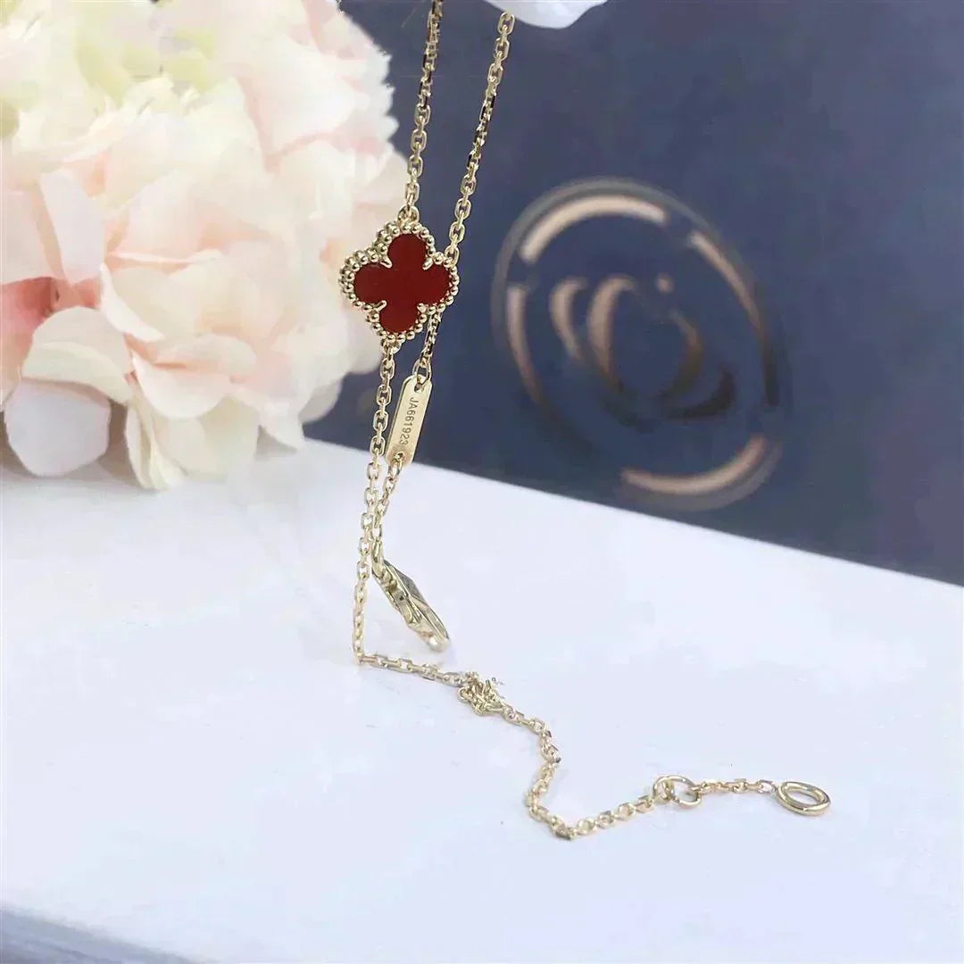 [Perla Lux]CLOVER  CARNELIAN SINGLE FLOWER BRACELET