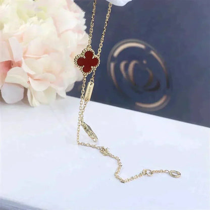 [Perla Lux]CLOVER  CARNELIAN SINGLE FLOWER BRACELET