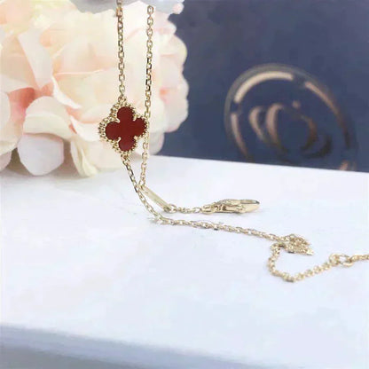 [Perla Lux]CLOVER  CARNELIAN SINGLE FLOWER BRACELET