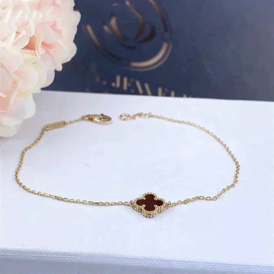 [Perla Lux]CLOVER  CARNELIAN SINGLE FLOWER BRACELET