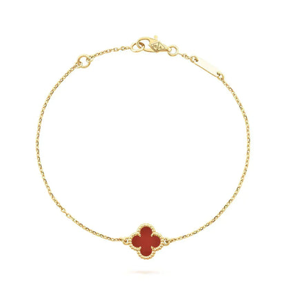 [Perla Lux]CLOVER  CARNELIAN SINGLE FLOWER BRACELET