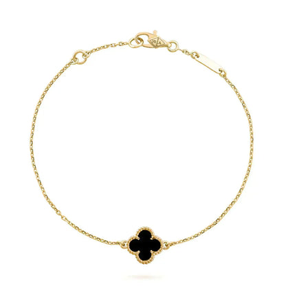 [Perla Lux]CLOVER ONYX SINGLE FLOWER BRACELET