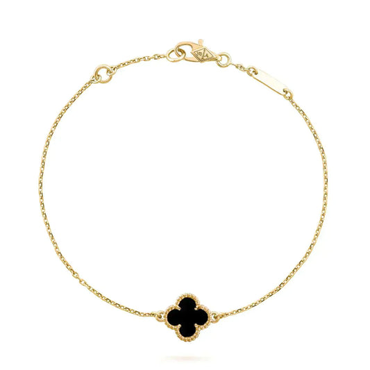 [Perla Lux]CLOVER ONYX SINGLE FLOWER BRACELET
