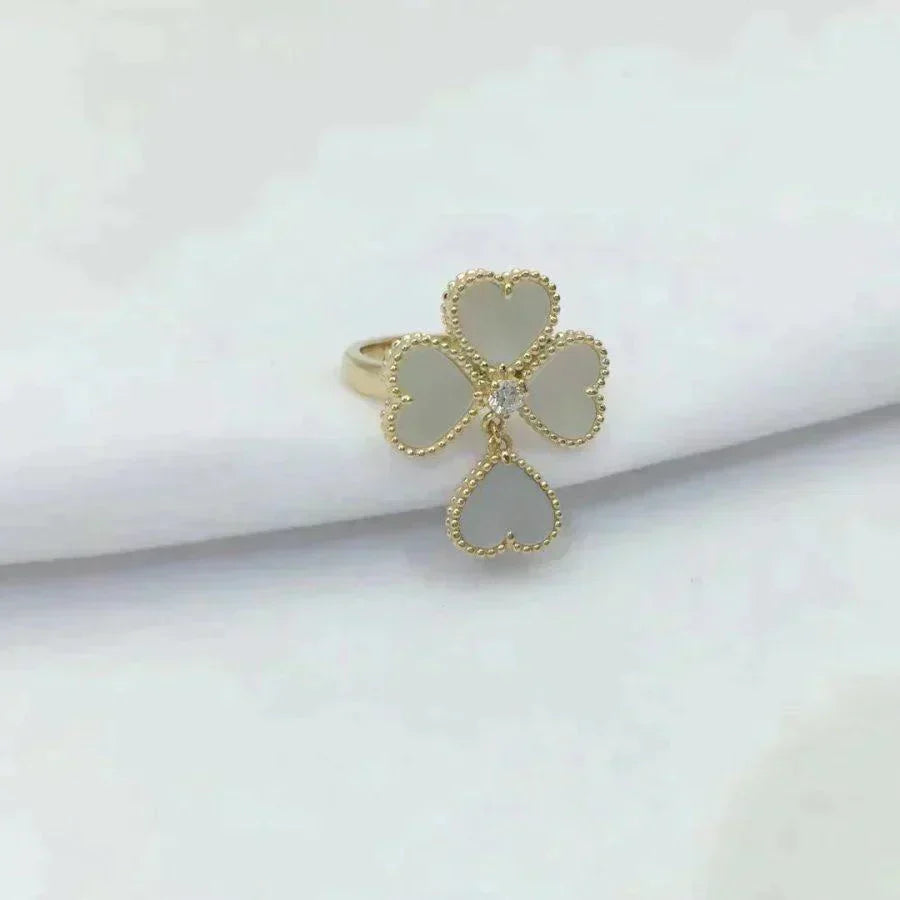 [Perla Lux]SWEET CLOVER WHITE MOP RING